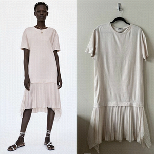 Zara-Long Shirt Pleated Bottom Dress (Medium)